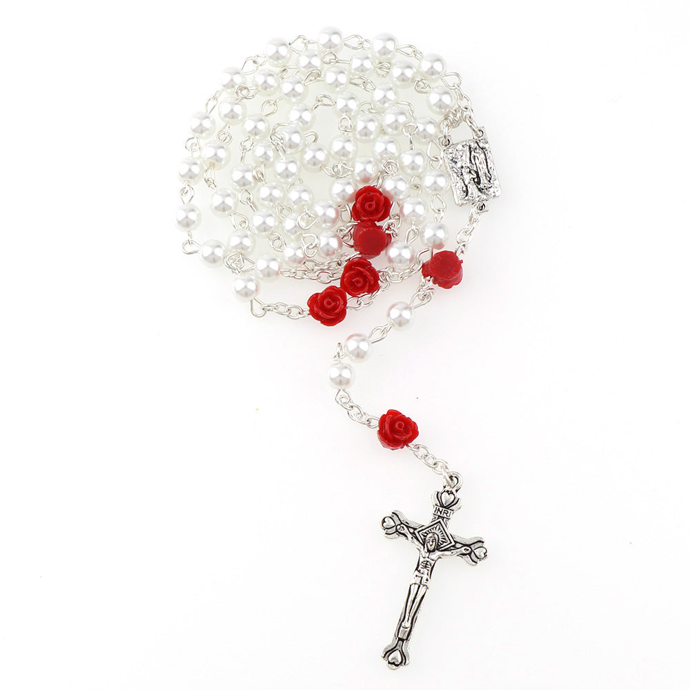 LOUISVILLE CARDINALS ROSARY NECKLACE JEWELRY GLASS BEADED COLLEGE