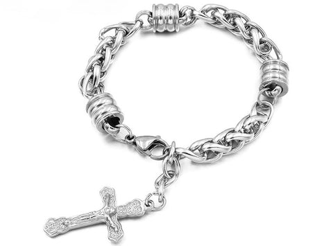 Bulky Link Chain Cross Bracelet for Men